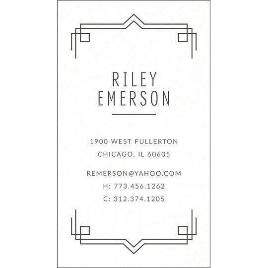 Vertical Deco Border Letterpress Business Cards